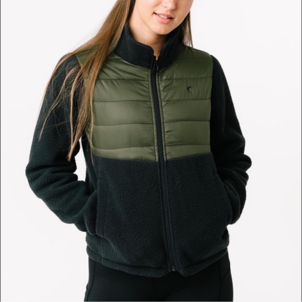 Zyia Active Fleece Targhee Jacket size Small in Forest Green/Black